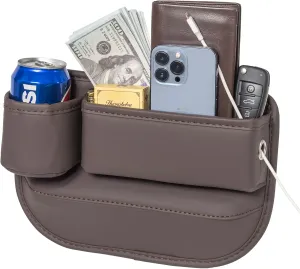 1 Pack Car Seat Gap Filler Organizer, Car Seat Organizer, Seat Gap Storage Box with Cup Holders for Drink, Car Leather Cup Holder Gap Bag Front Seat for Phone, Sunglasses,Keys(Left Side)