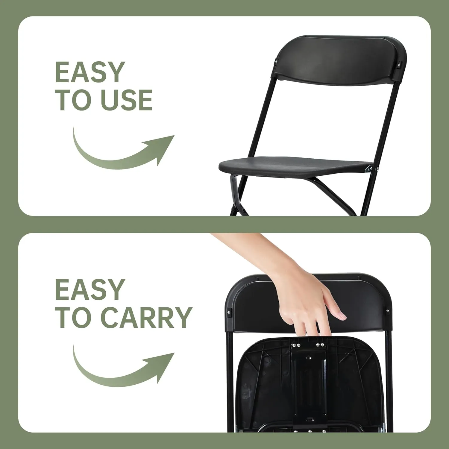 10 PCS Plastic Folding Chair, Portable Commercial Chair, 450 LB Capacity Premium Plastic Folding Chairs, Folding Chair for Wedding Party Outdoor Indoor, Stackable Folding Chairs Black