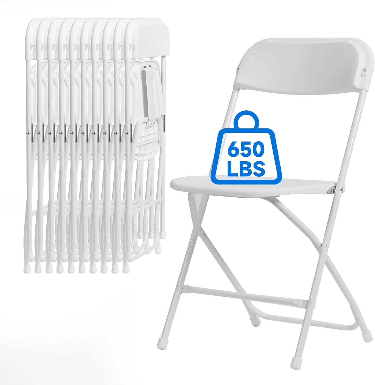 10 PCS Plastic Folding Chair, Portable Commercial Chair, 450 LB Capacity Premium Plastic Folding Chairs, Folding Chair for Wedding Party Outdoor Indoor, Stackable Folding Chairs White