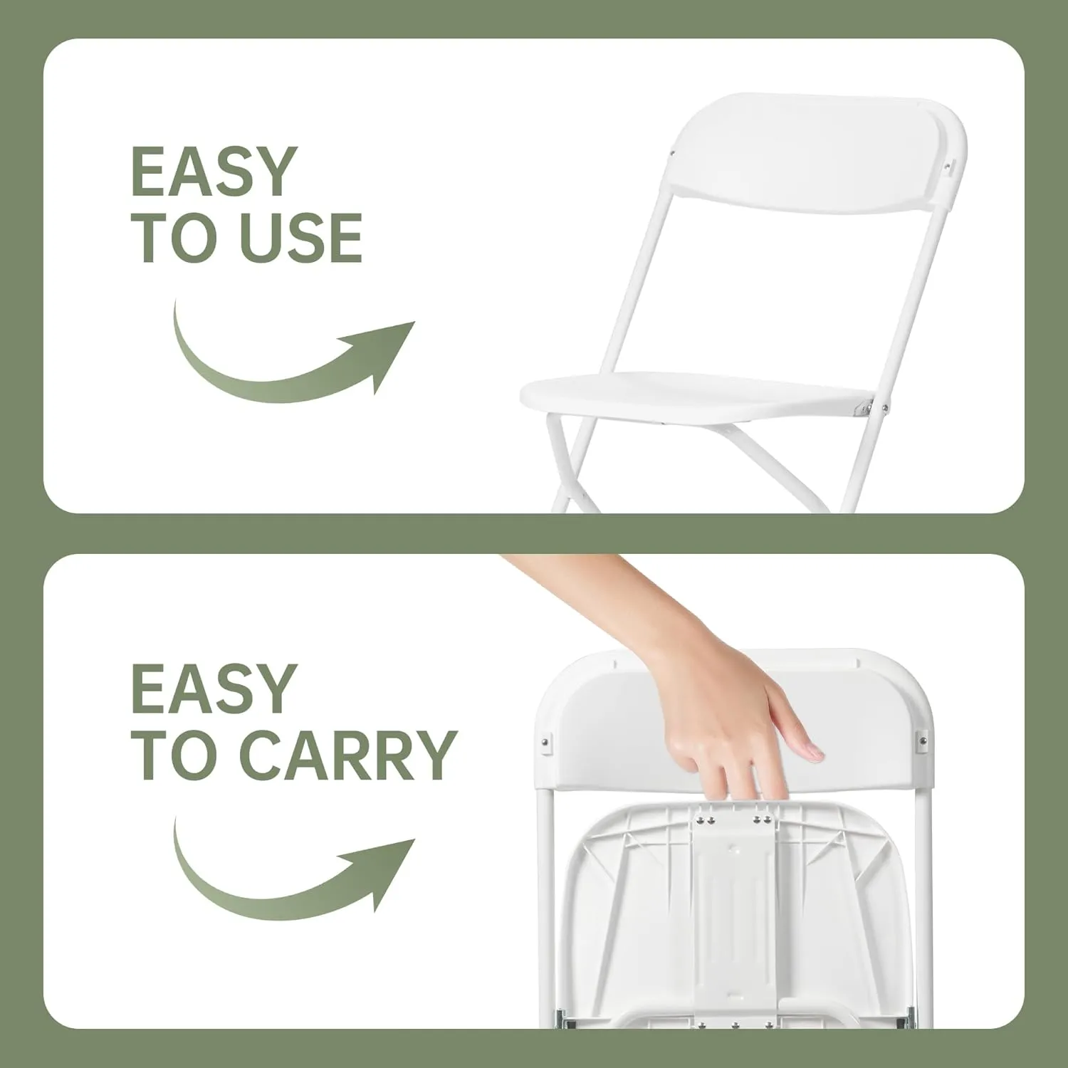 10 PCS Plastic Folding Chair, Portable Commercial Chair, 450 LB Capacity Premium Plastic Folding Chairs, Folding Chair for Wedding Party Outdoor Indoor, Stackable Folding Chairs White