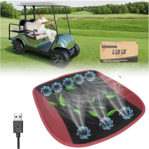 10L0L Golf Cart Cooling Seat Cushion with 8 Fans - Universal for Yamaha EZGO Club Car, 3-Speed Ventilated Seat Pad, USB-Powered with Ice Silk Fabric & Turbo Airflow Design