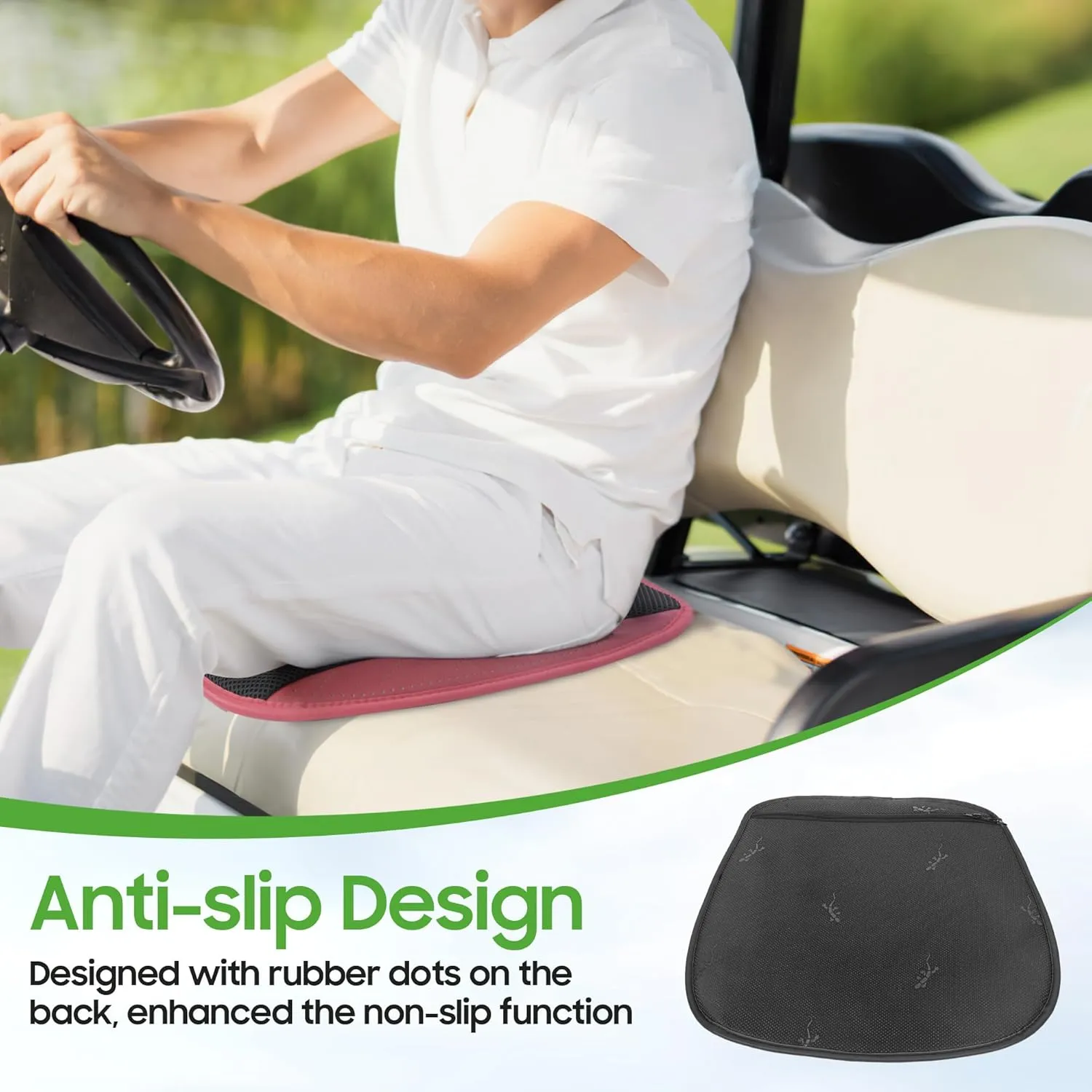 10L0L Golf Cart Cooling Seat Cushion with 8 Fans - Universal for Yamaha EZGO Club Car, 3-Speed Ventilated Seat Pad, USB-Powered with Ice Silk Fabric & Turbo Airflow Design
