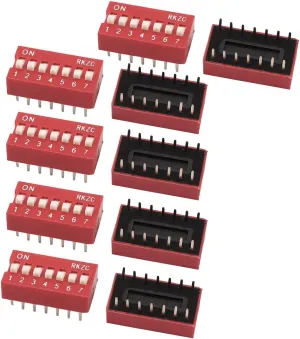 10PCS 2.54mm Plug-in Switches Pitch 2-Row 7 Positions 14P Slide Type DIP Toggle Dial Code Outlet Switches Switch Red