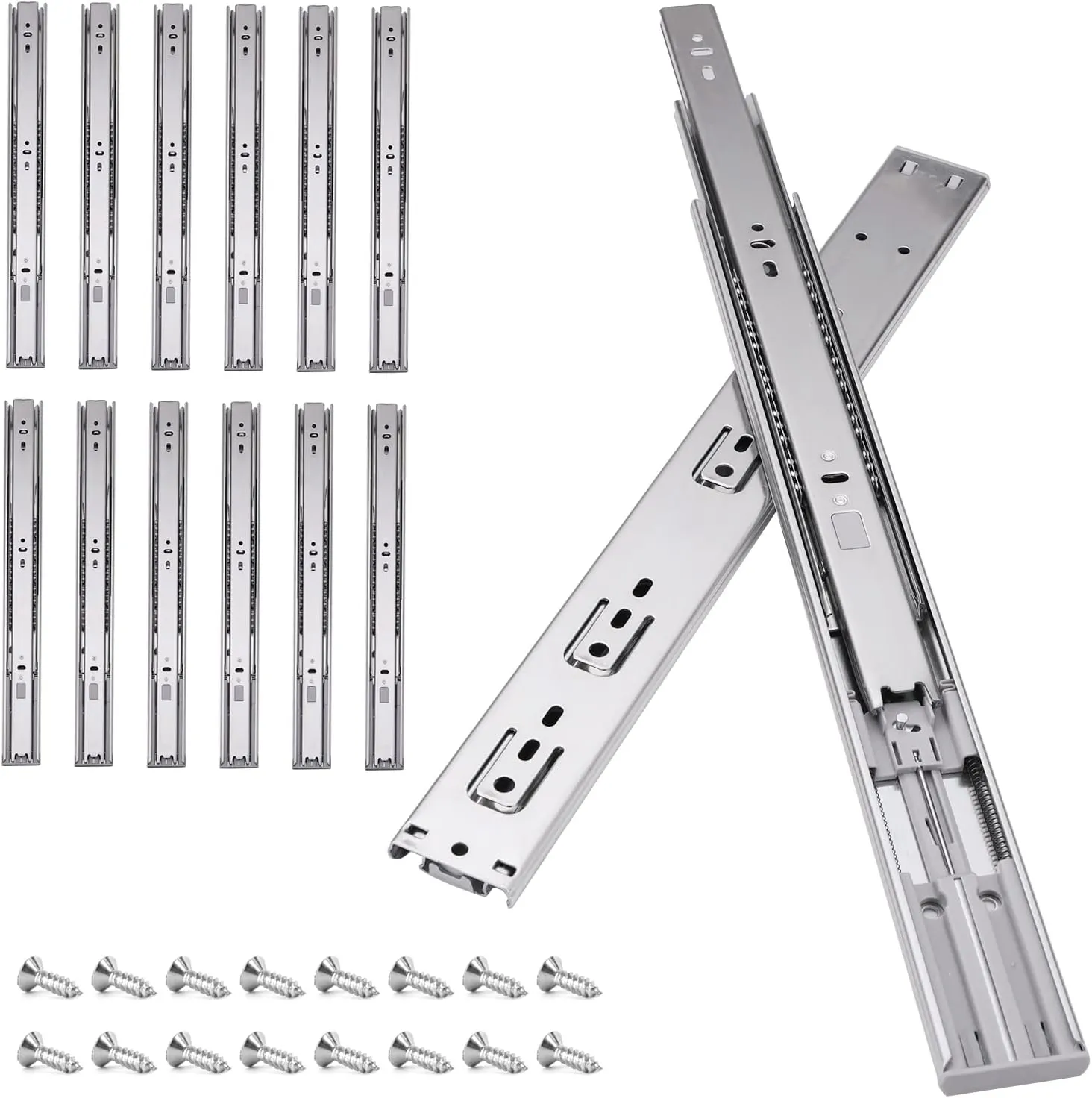12 inch Soft Self Close Drawer Slides 6 Pairs (12pcs) Full Extension Ball Bearing Drawer Slides 3 fold Full Stretch Side Mount Drawer Slides 100 LB Capacity Drawer Slide 12" Silver