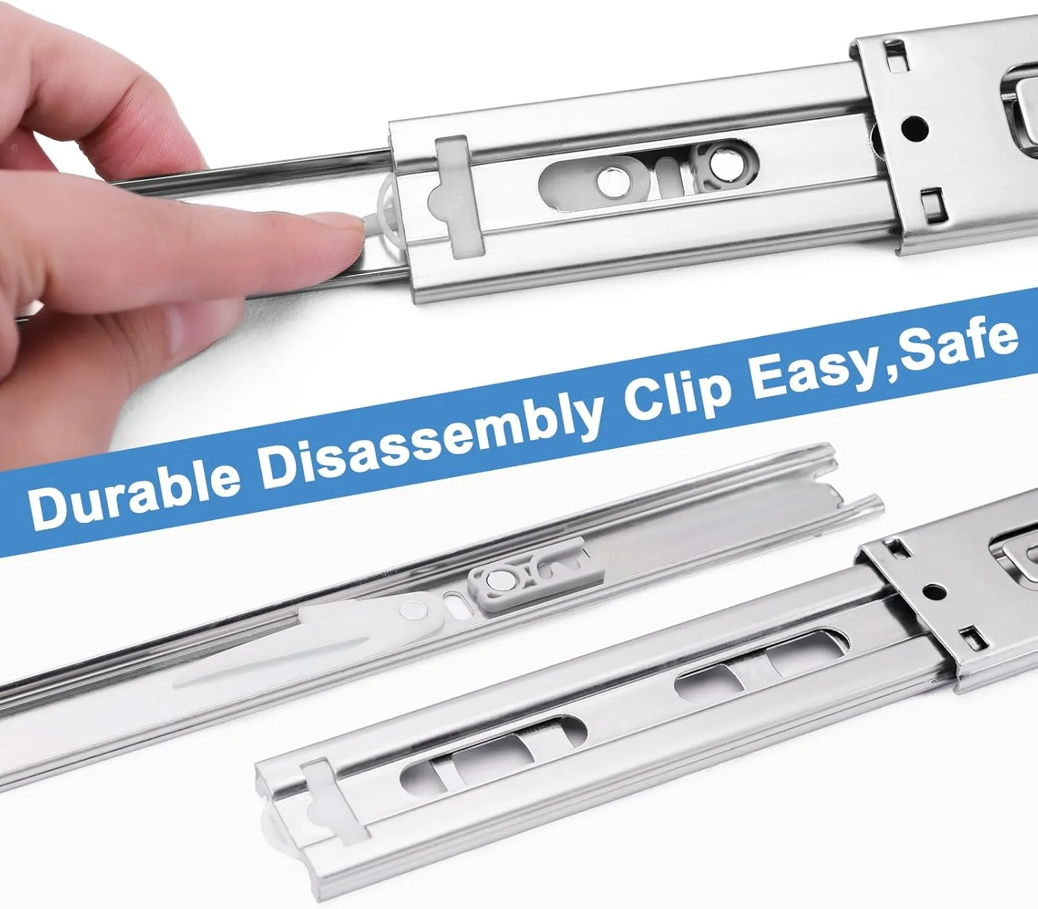 16 inch Drawer Slides 1 Pairs (2pcs) Soft Self Close Full Extension Ball Bearing Drawer Slides 3 fold Full Stretch Side Mount 100 LB Capacity 16" Silver