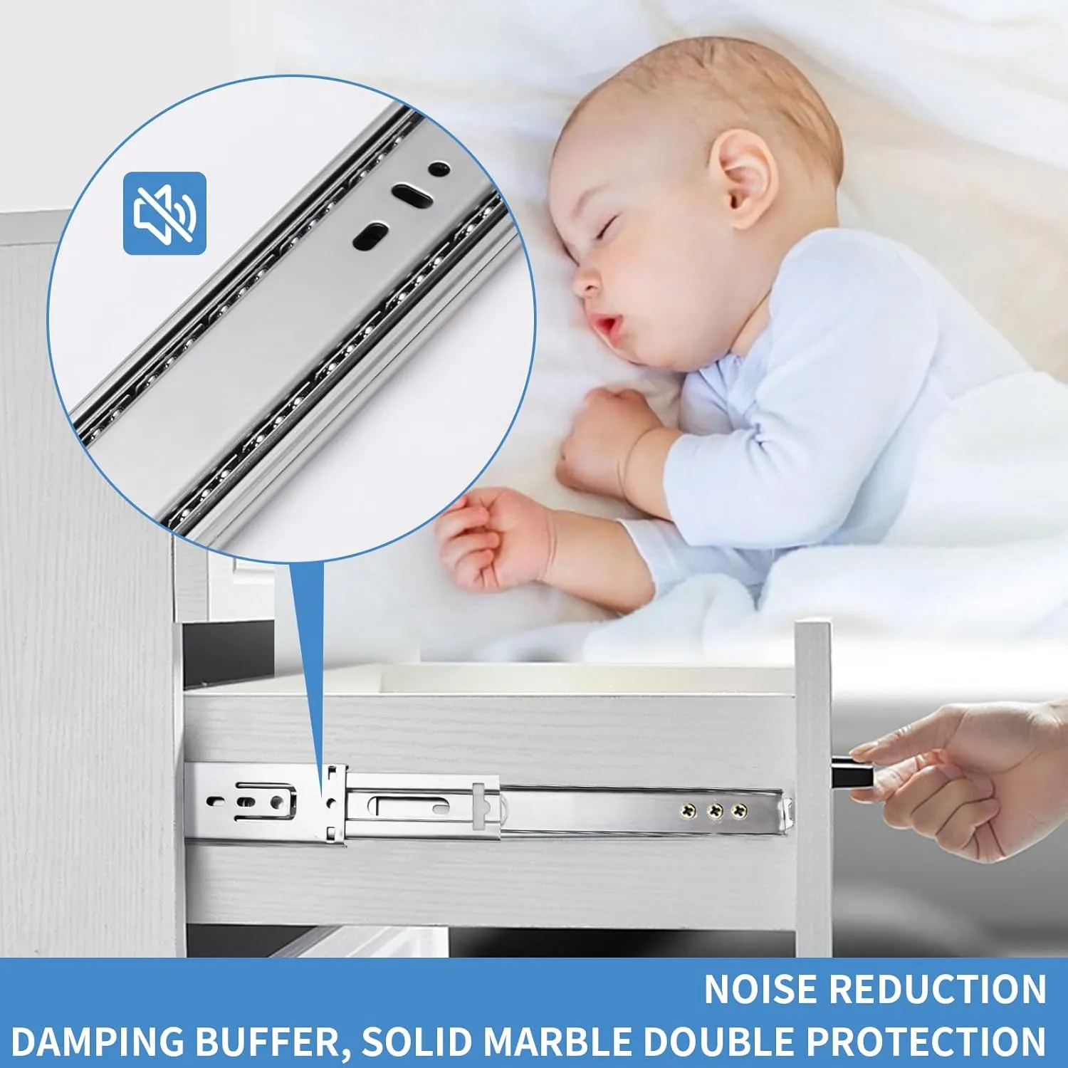 16 inch Drawer Slides 1 Pairs (2pcs) Soft Self Close Full Extension Ball Bearing Drawer Slides 3 fold Full Stretch Side Mount 100 LB Capacity 16" Silver