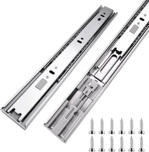 16 inch Drawer Slides 1 Pairs (2pcs) Soft Self Close Full Extension Ball Bearing Drawer Slides 3 fold Full Stretch Side Mount 100 LB Capacity 16" Silver