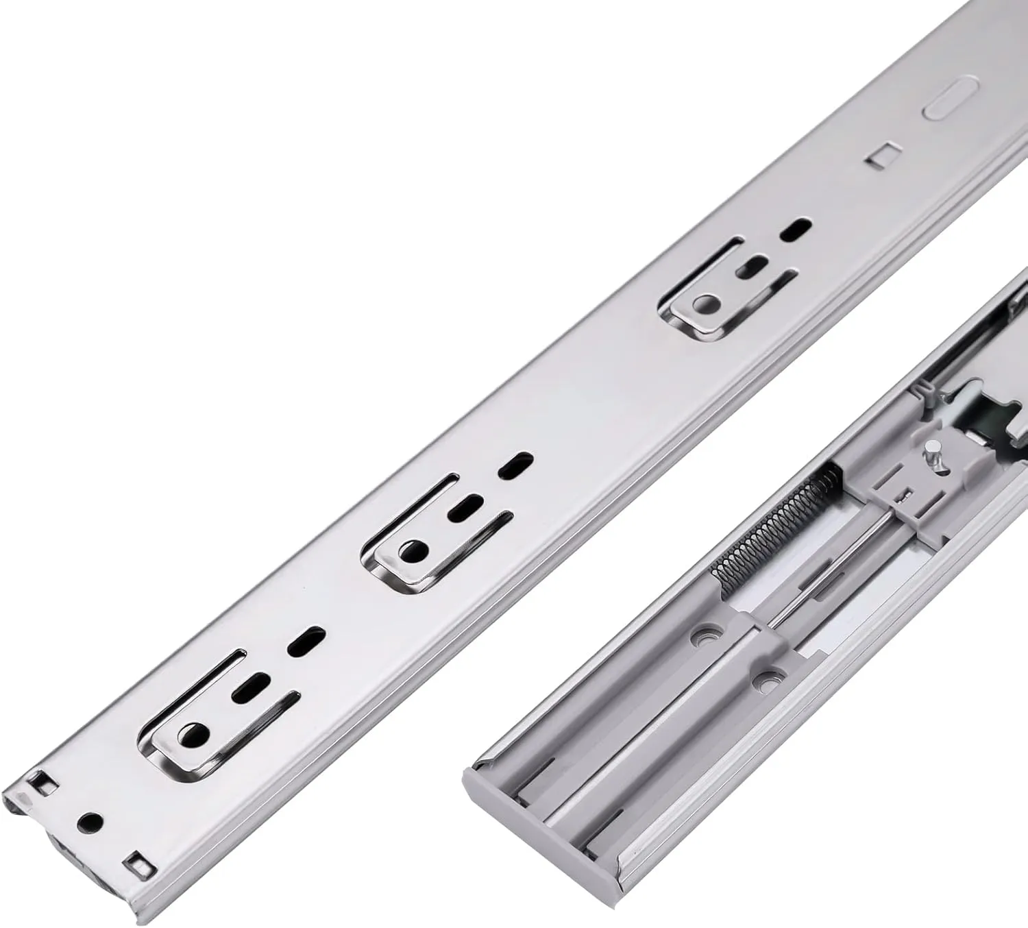 16inch Soft Self Close Drawer Slides 6 Pairs (12pcs) Full Extension Ball Bearing Drawer Slide 3 fold Full Stretch Side Mount Drawer Slides 100 LB Capacity Drawer Slide 16" Silver