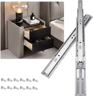 16inch Soft Self Close Drawer Slides 6 Pairs (12pcs) Full Extension Ball Bearing Drawer Slide 3 fold Full Stretch Side Mount Drawer Slides 100 LB Capacity Drawer Slide 16" Silver