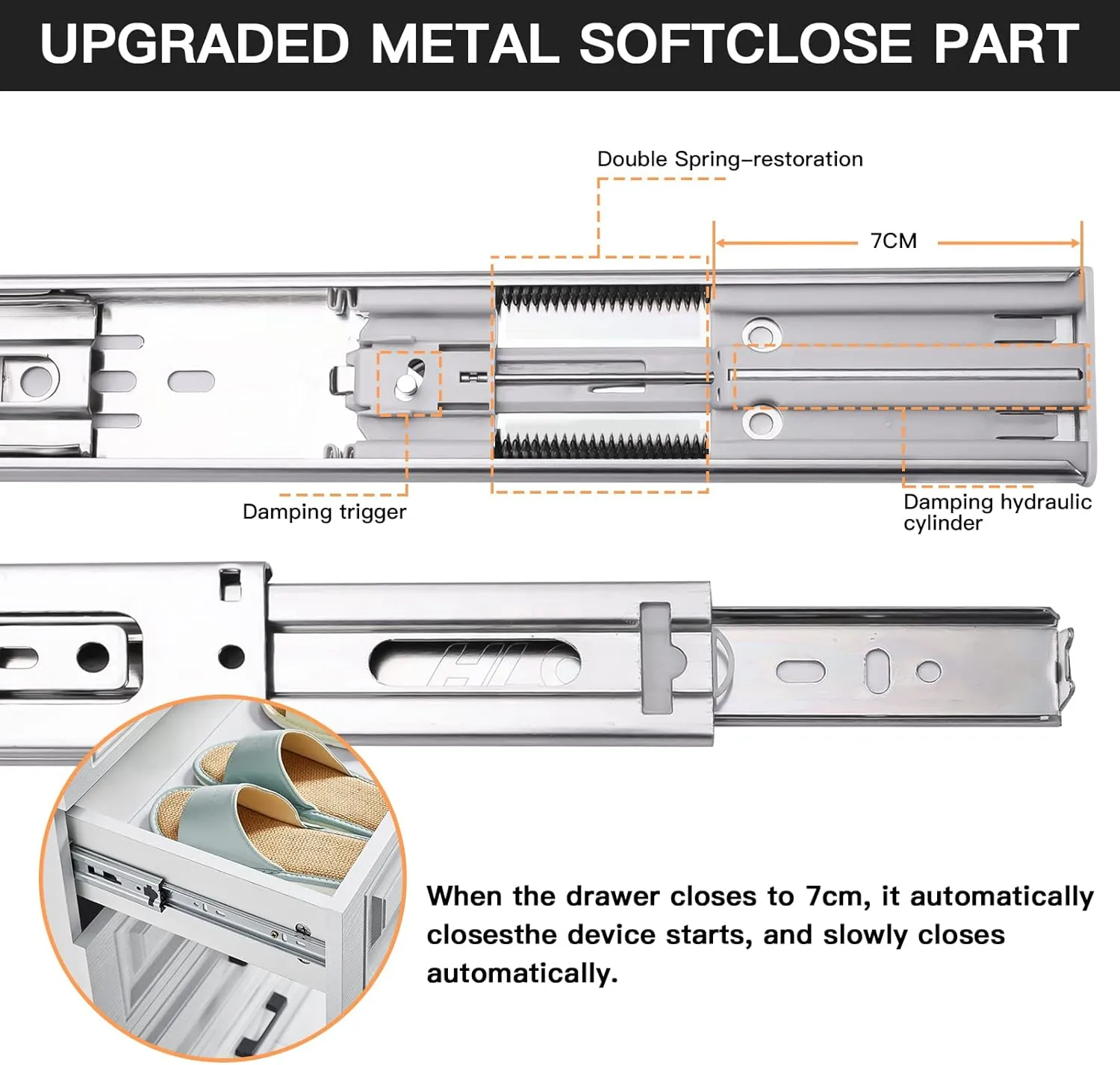 16inch Soft Self Close Drawer Slides 6 Pairs (12pcs) Full Extension Ball Bearing Drawer Slide 3 fold Full Stretch Side Mount Drawer Slides 100 LB Capacity Drawer Slide 16" Silver