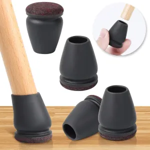 16PCS Extra Small Chair Leg Floor Protectors, Chair Leg Protector for Hardwood Floors, Metal Bar Stool Floor Protectors Chair Leg Caps, Round Felt Furniture Pads Furniture Sliders(Black,Fit 0.5"-0.8")