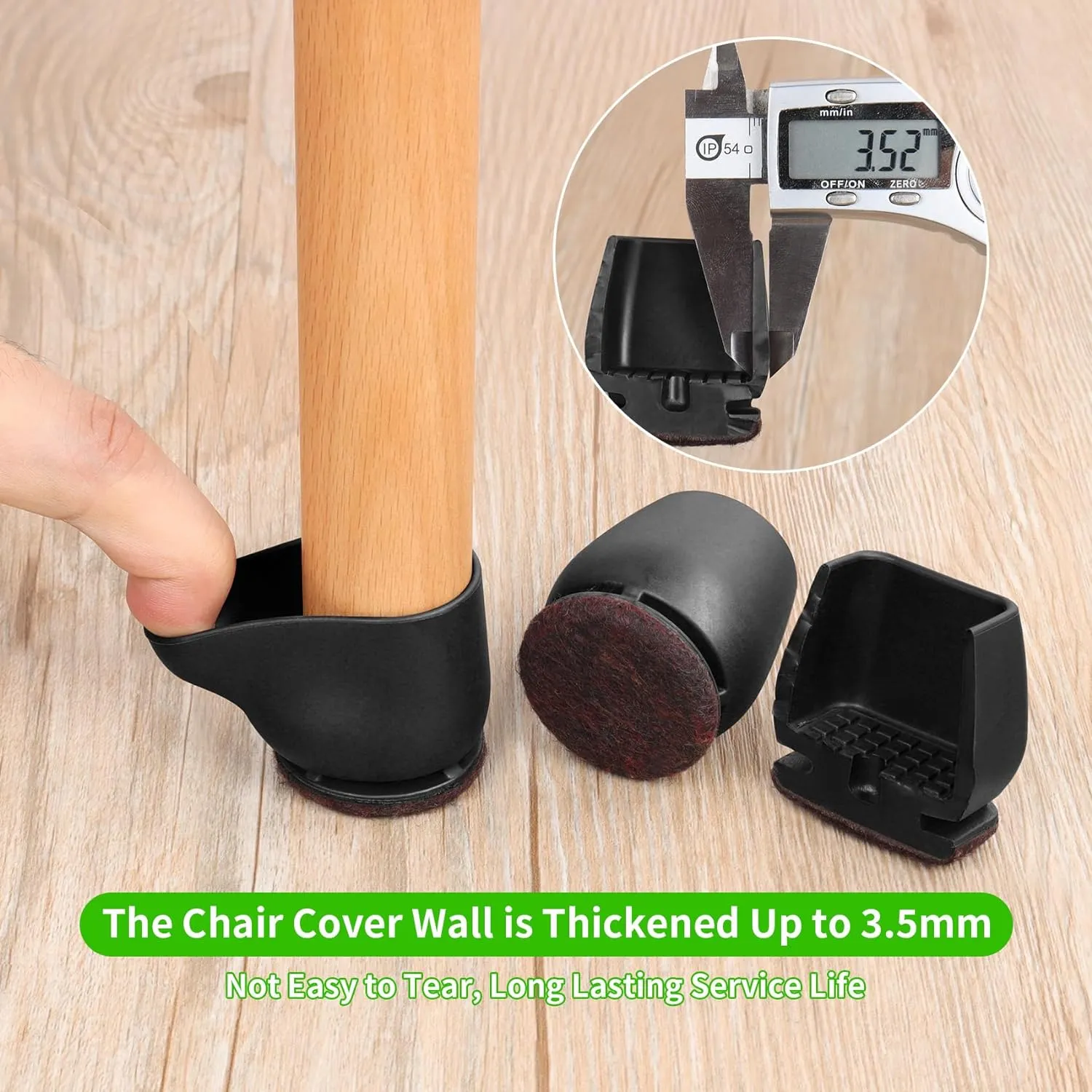 16PCS Extra Small Chair Leg Floor Protectors, Chair Leg Protector for Hardwood Floors, Metal Bar Stool Floor Protectors Chair Leg Caps, Round Felt Furniture Pads Furniture Sliders(Black,Fit 0.5"-0.8")