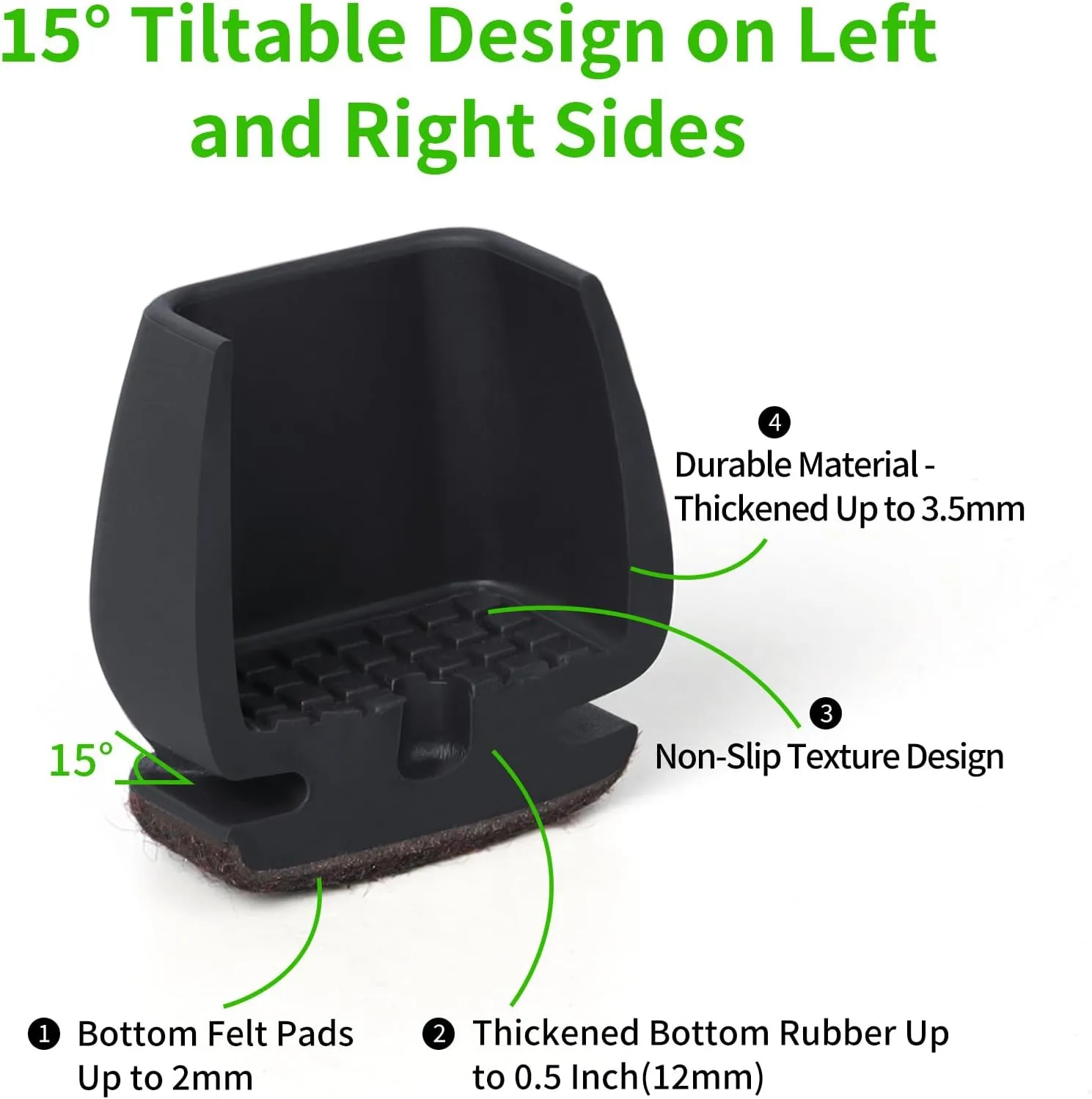 16PCS Extra Small Chair Leg Floor Protectors, Chair Leg Protector for Hardwood Floors, Metal Bar Stool Floor Protectors Chair Leg Caps, Round Felt Furniture Pads Furniture Sliders(Black,Fit 0.5"-0.8")