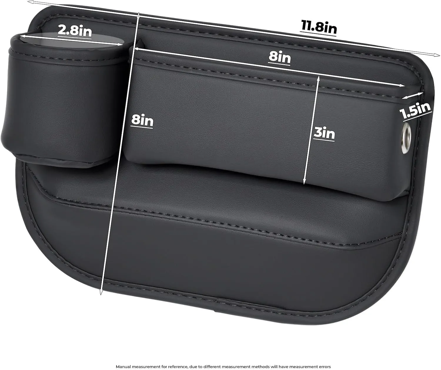 2 Packs Car Seat Gap Filler Organizer, Car Seat Organizer, Seat Gap Storage Box with Cup Holders for Drink, Car Leather Cup Holder Gap Bag Front Seat for Phone, Sunglasses,Keys(Left Right Side)