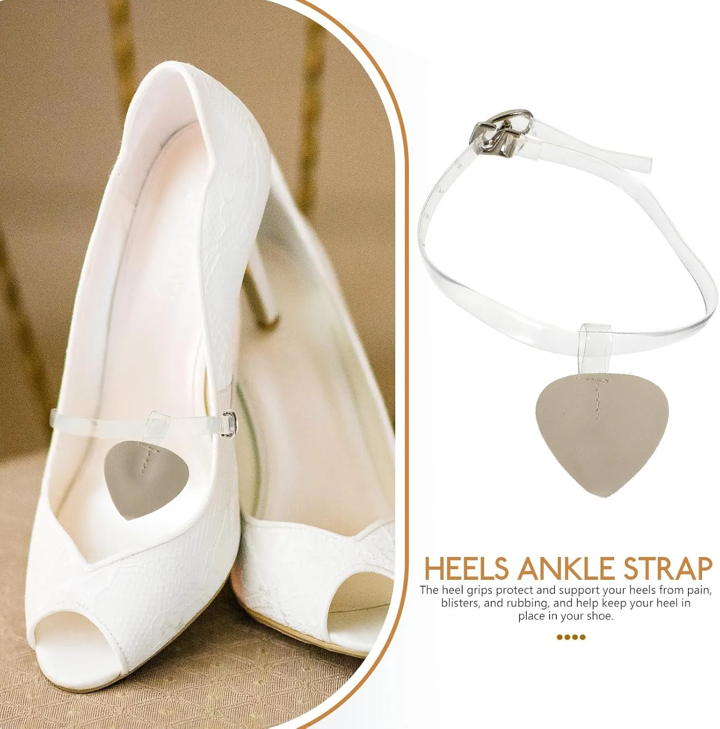 2 Pairs Detachable High Heels Anti Slip Shoe Straps Anti-Loose Heels Ankle Straps Womens Elastic Detachable Buckle