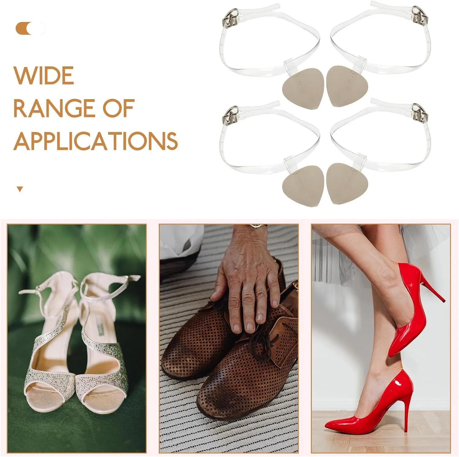 2 Pairs Detachable High Heels Anti Slip Shoe Straps Anti-Loose Heels Ankle Straps Womens Elastic Detachable Buckle