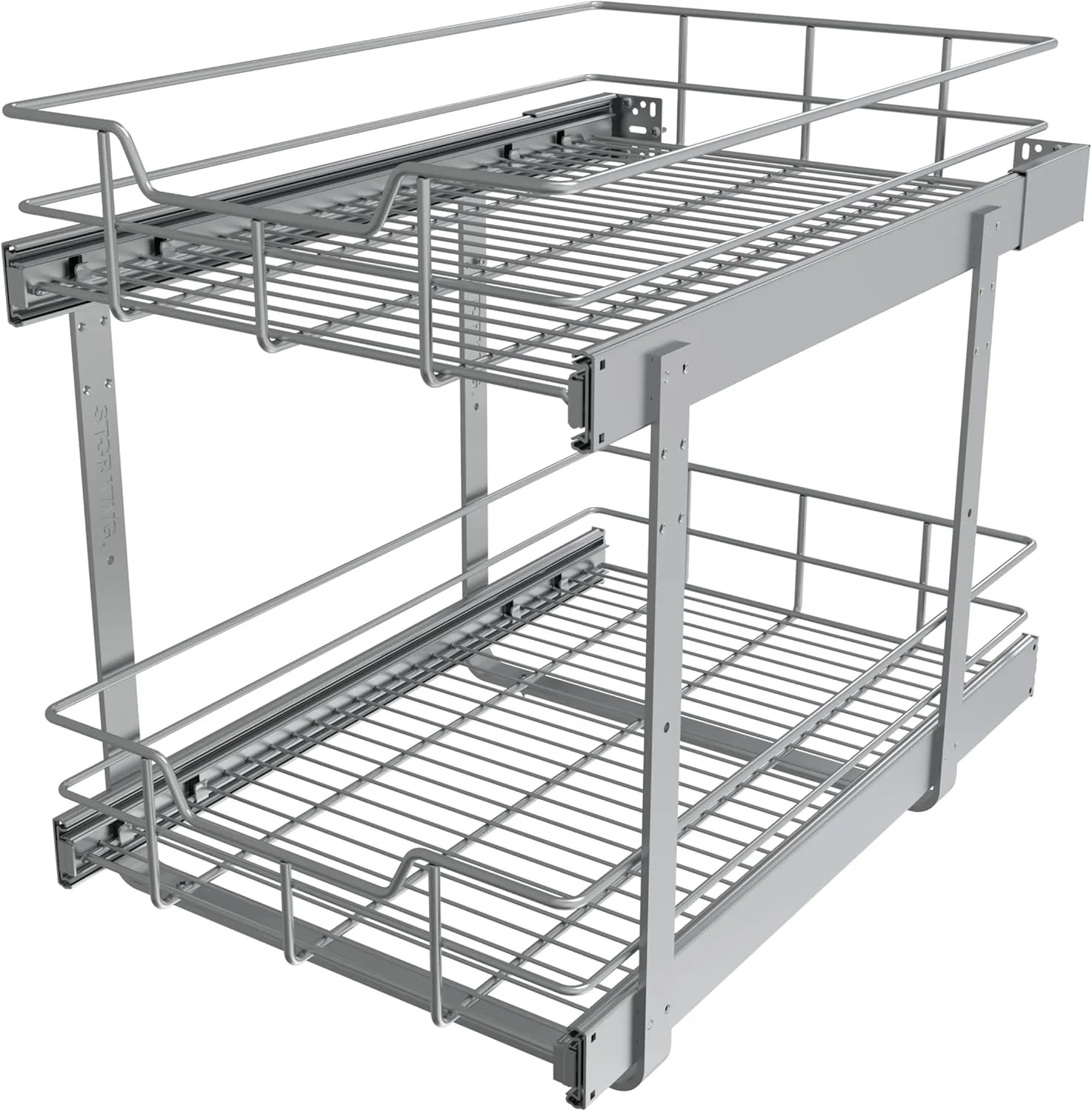 2 Tier Pull Out Cabinet Organizer 14" W X 22" D, Slide Out Drawers For Kitchen Cabinets, Pull Out Drawers For Cabinets Capacity Heavy Duty Caddy, Cabinet Pullout Shelves Chrome-Plated,Bathroom Pantry