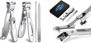 2024 German Nail Clippers for Men, Straight Nail Clippers for Thick Toenails, Upgrade Nail Clippers with Catcher, Wide Open Toenail Clippers for Seniors, Professional Large Nail Cutter Ultra Sharp