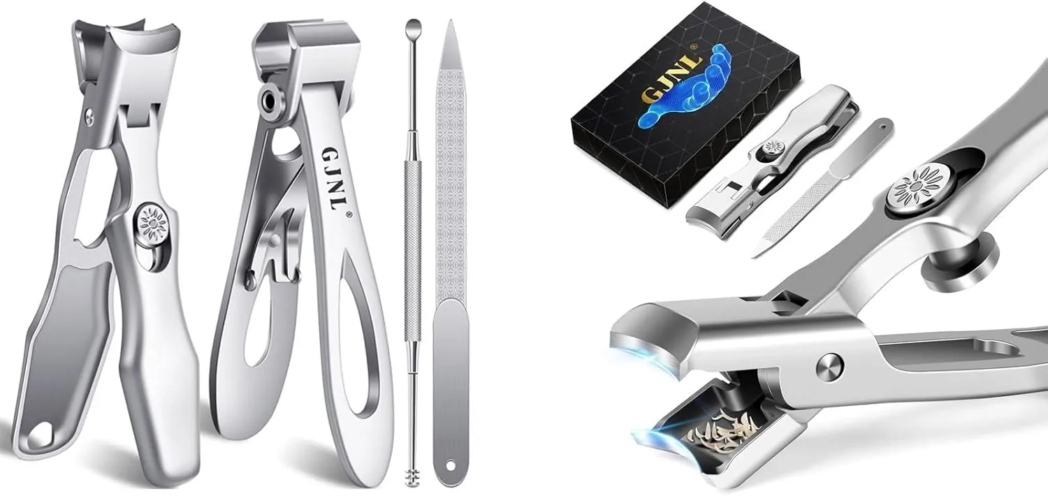 2024 German Nail Clippers for Men, Straight Nail Clippers for Thick Toenails, Upgrade Nail Clippers with Catcher, Wide Open Toenail Clippers for Seniors, Professional Large Nail Cutter Ultra Sharp