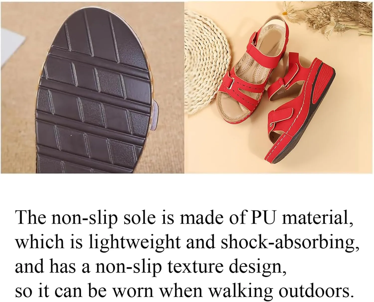 2025 New Soft & Stylish Wedge Sandals for Effortless Comfort, Dressy Open Toe Strap Platform Wedge Sandals with Adjustable Hook & Loop Straps Slip-Resistant Casual Shoes for Women