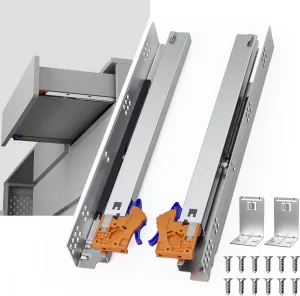 21 Inch Soft Close Undermount Drawer Slides, Concealed Drawer Rails with Rear Brackets for Closet Drawers, Deep Kitchen Cabinets, Pantry Pull-Outs – Full Extension Heavy Duty Glides (1 Pair)