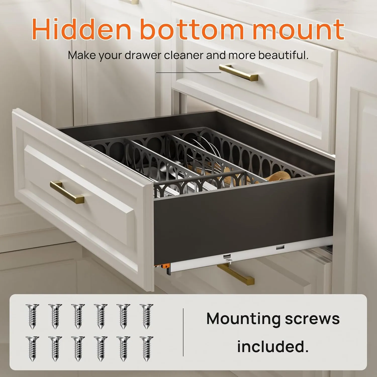 21 Inch Soft Close Undermount Drawer Slides, Concealed Drawer Rails with Rear Brackets for Closet Drawers, Deep Kitchen Cabinets, Pantry Pull-Outs – Full Extension Heavy Duty Glides (1 Pair)
