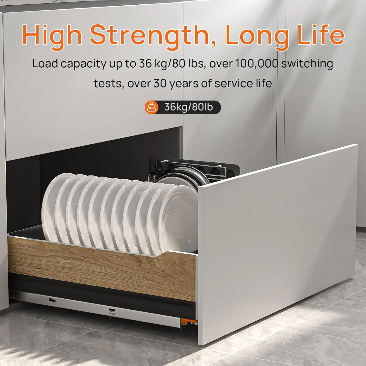 21 Inch Soft Close Undermount Drawer Slides, Concealed Drawer Rails with Rear Brackets for Closet Drawers, Deep Kitchen Cabinets, Pantry Pull-Outs – Full Extension Heavy Duty Glides (1 Pair)