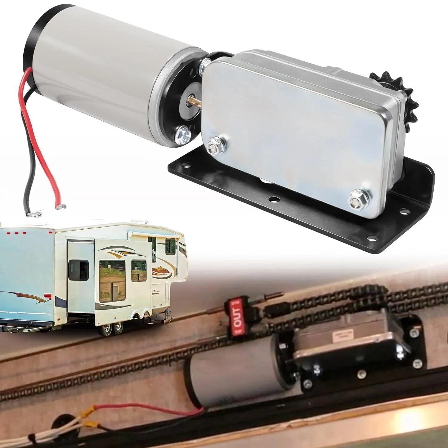 225008 RV Slide Out Motor & Gear Housing for BAL Accu-Slide Cable Slide Out System, Replace for ‎R25076-1 Gearbox R25076 RV Slide Out Gearbox and R25075 RV Side Motor
