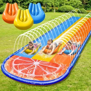 22.5ft Water Slides and 3 Bodyboards, Inflatable Slides for Kids Backyard, Summer Slip and Slide for Kids Ages, Blow Up Waterslides Water Fun for Outdoor