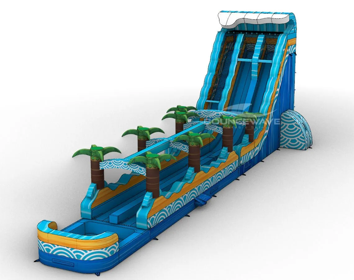 24ft Akua Falls Dual Lane 2pc Commercial Water Slide with Inflatable Slip & Slide