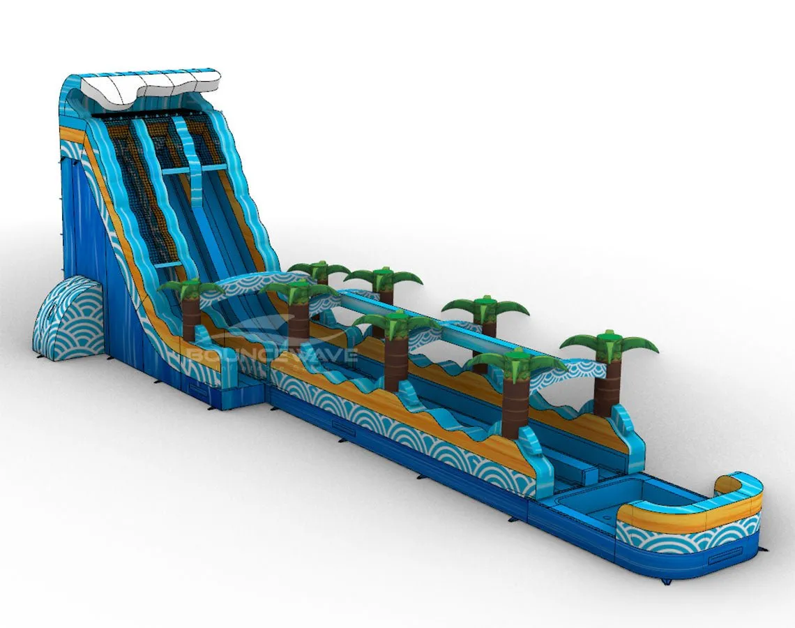 24ft Akua Falls Dual Lane 2pc Commercial Water Slide with Inflatable Slip & Slide
