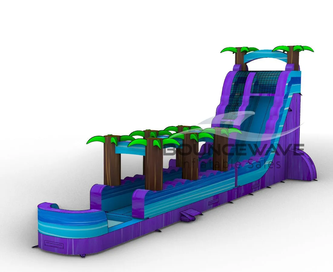 24ft Purple Plunge Teal Single Lane Inflatable Water Slide With Slip & Slide