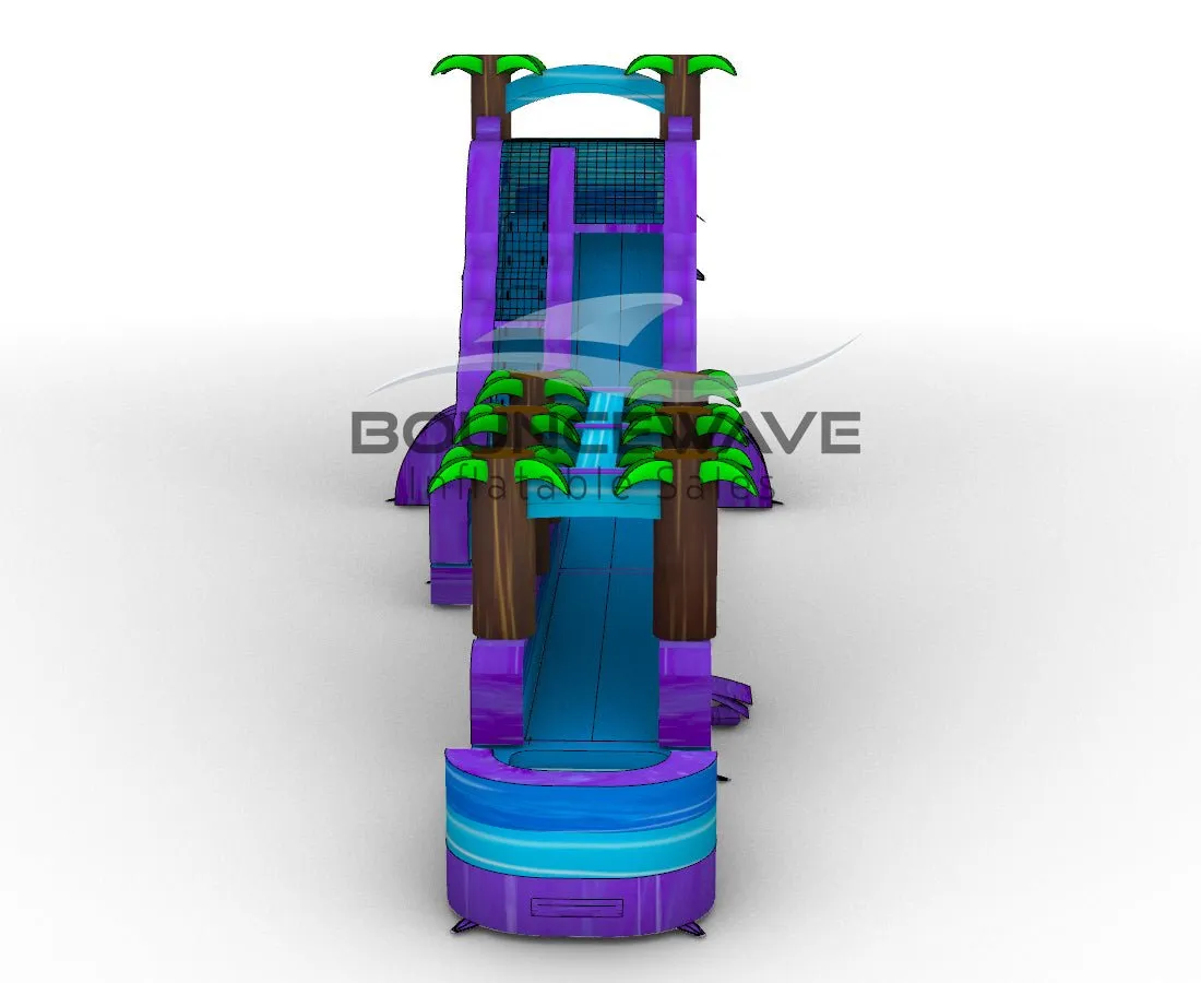 24ft Purple Plunge Teal Single Lane Inflatable Water Slide With Slip & Slide