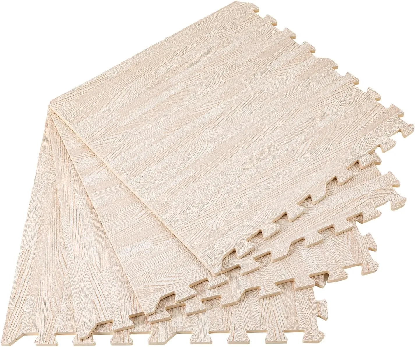 25 pcs Thick Printed Foam Tiles - Patchwork Foam Mat - 24" x 24" - Premium Wood Grain Interlocking Foam Floor Mats Patchwork Foam Mat - for Home, Gym Exercise or Trade Show (White, 24 * 24 in)
