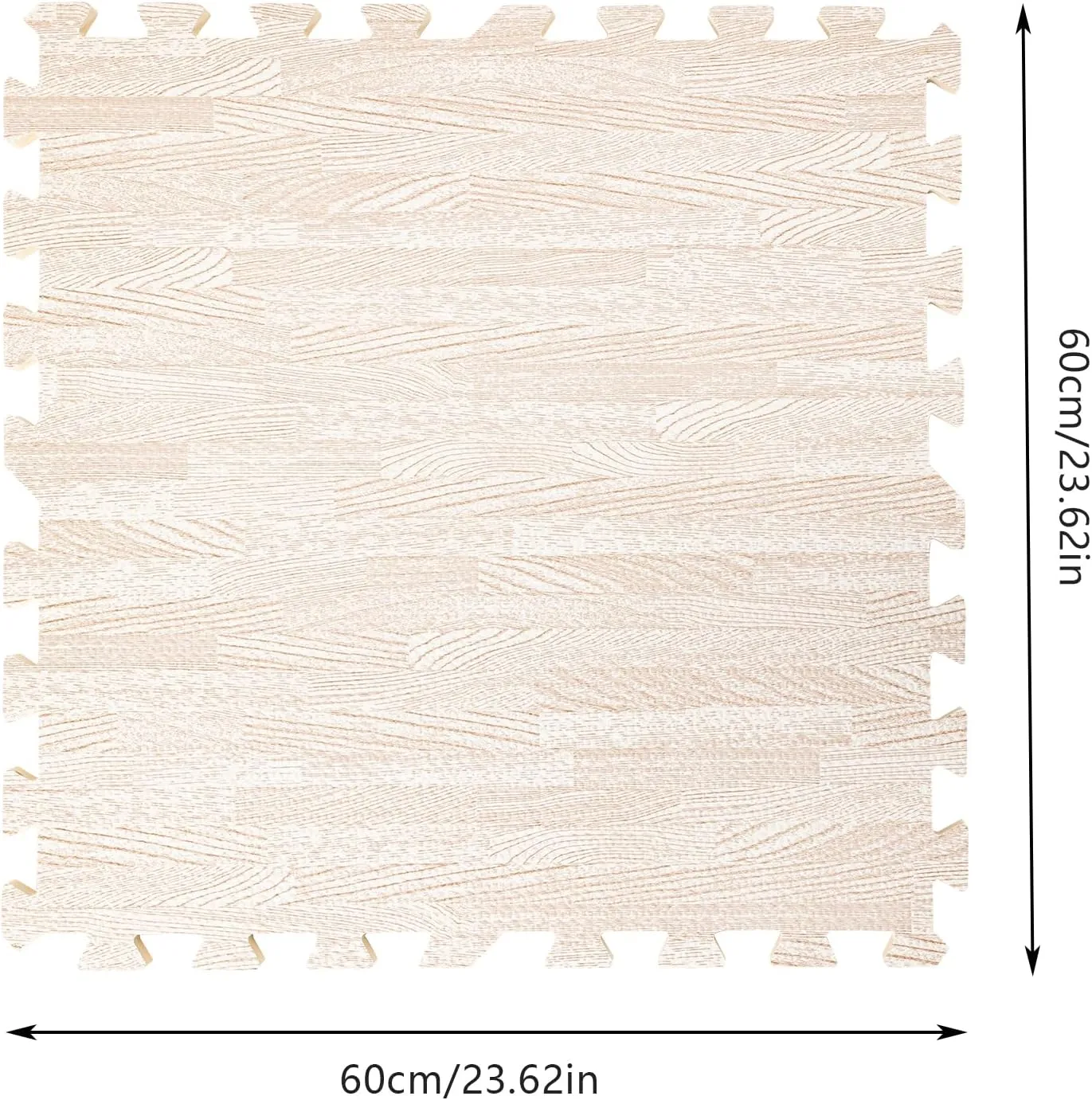 25 pcs Thick Printed Foam Tiles - Patchwork Foam Mat - 24" x 24" - Premium Wood Grain Interlocking Foam Floor Mats Patchwork Foam Mat - for Home, Gym Exercise or Trade Show (White, 24 * 24 in)