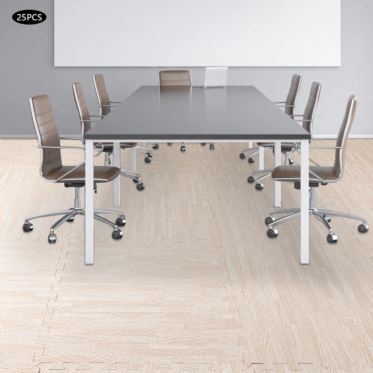 25 pcs Thick Printed Foam Tiles - Patchwork Foam Mat - 24" x 24" - Premium Wood Grain Interlocking Foam Floor Mats Patchwork Foam Mat - for Home, Gym Exercise or Trade Show (White, 24 * 24 in)
