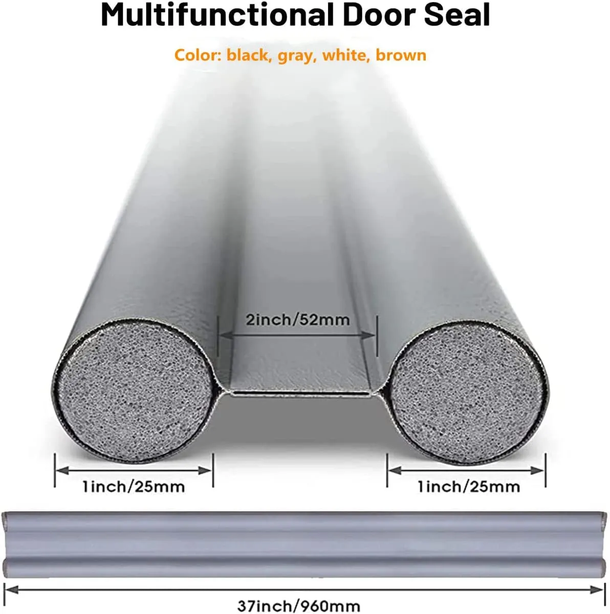 2PCS Door Draft Stopper,Door Stoppers For Bottom Of Door,Under Door Draft Stopper,Cuttable And Washable,Twin Door Draft Stopper,Thermal Insulation,Dustproofing,96cm (Brown)