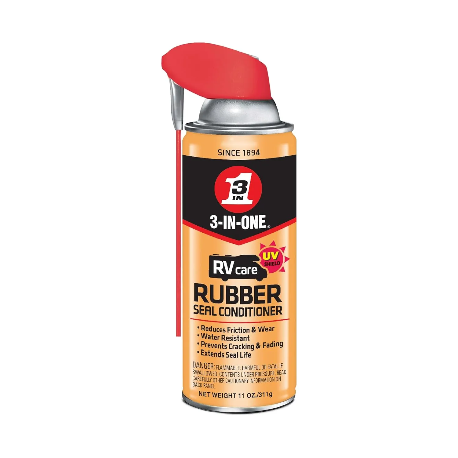 3-IN-ONE RVcare Rubber Seal Conditioner with Smart Straw Sprays 2 Ways, 11 OZ & Garage Door Lubricant with Smart Straw Sprays 2 Ways, 11 OZ
