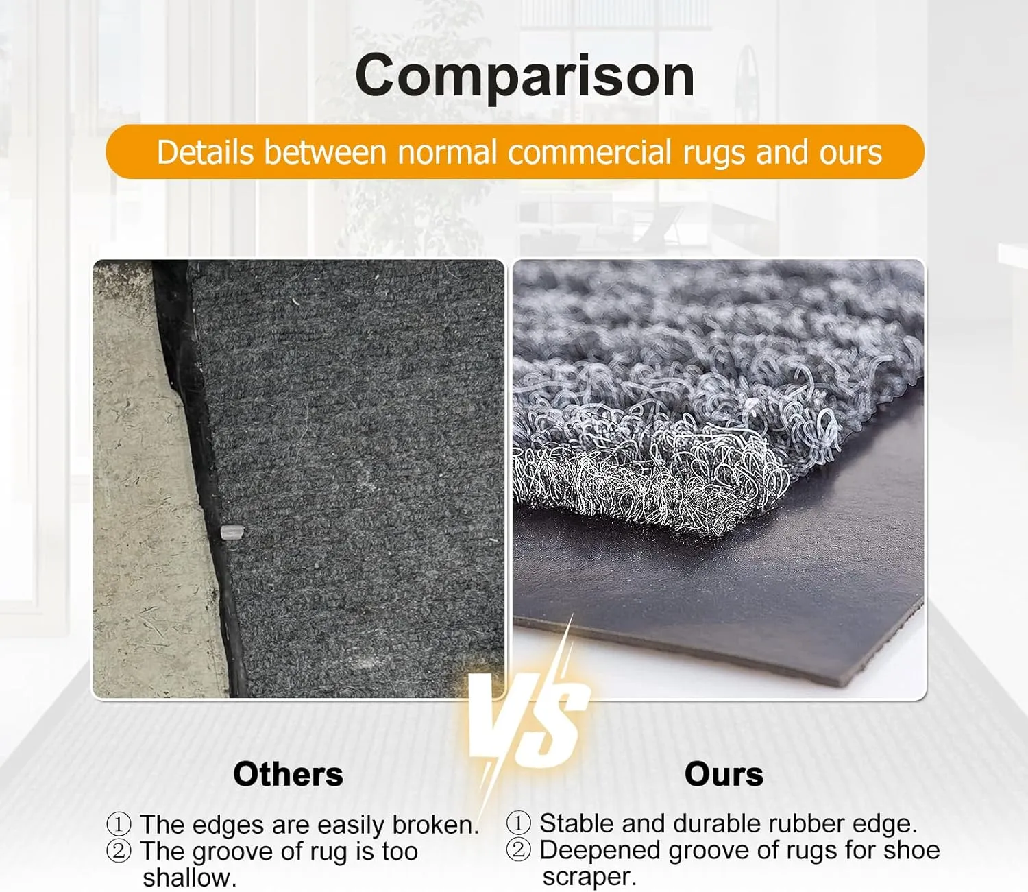 3' x 10' Moisture Guard Doormat, Commercial Grade Door Floor Mat Striped Brush Step Entrance Mat with Rubber Backing, Low Profile Commercial Rugs for Entryway, Easy to Clean(Charcoal Grey)