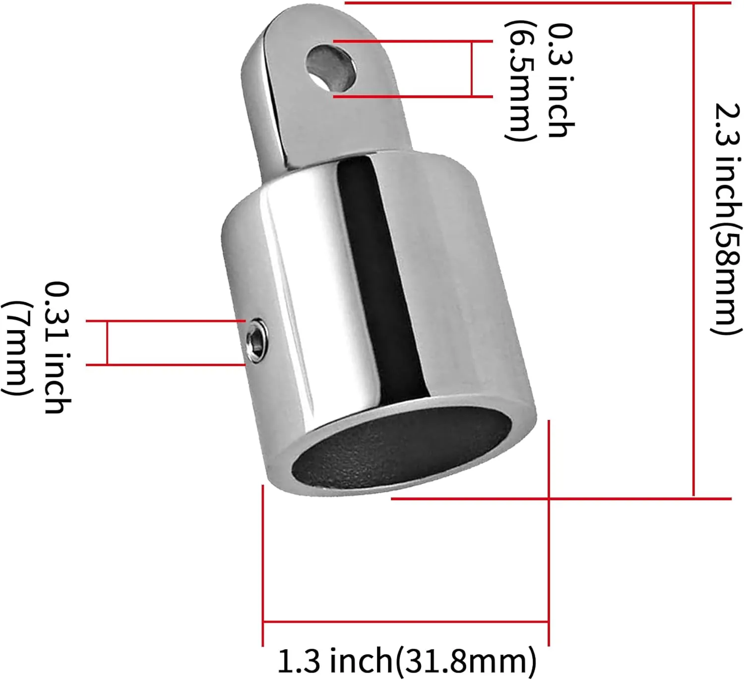 316 Stainless Steel Bimini Top Eye End Cap 7/8 inch and 1 inch Marine Grade Heavy Duty Bimini Top Parts for Boats with L Shape Hex Key