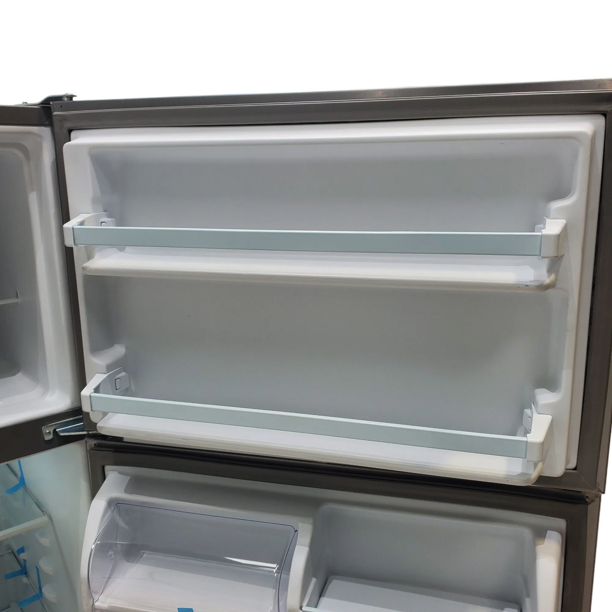 33" Wide Fingerprint-Resistant Stainless Steel Whirlpool 20.5 cu. ft. Top Freezer Refrigerator with Flexi-Slide Bin - Scratch & Dent - Minor