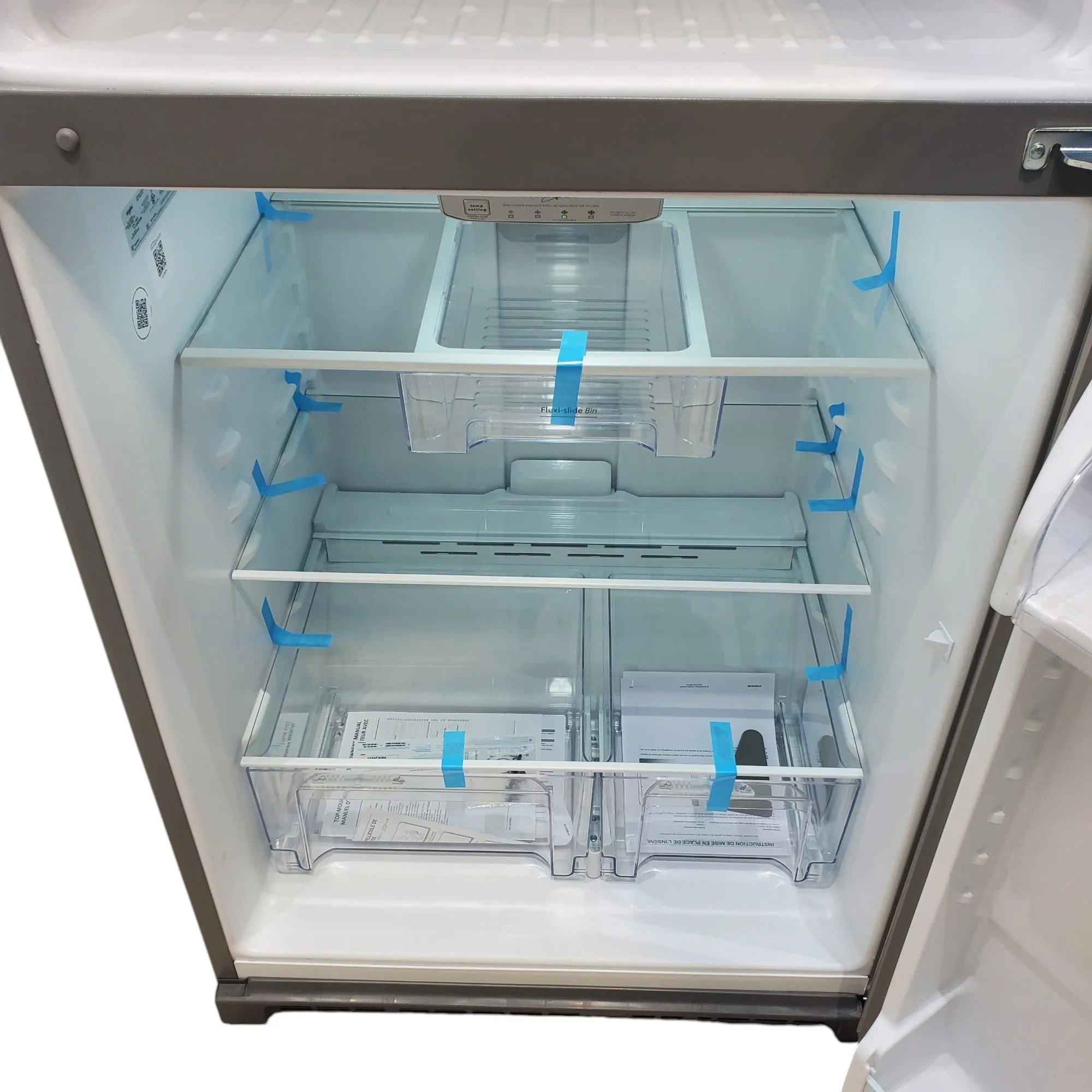 33" Wide Fingerprint-Resistant Stainless Steel Whirlpool 20.5 cu. ft. Top Freezer Refrigerator with Flexi-Slide Bin - Scratch & Dent - Minor