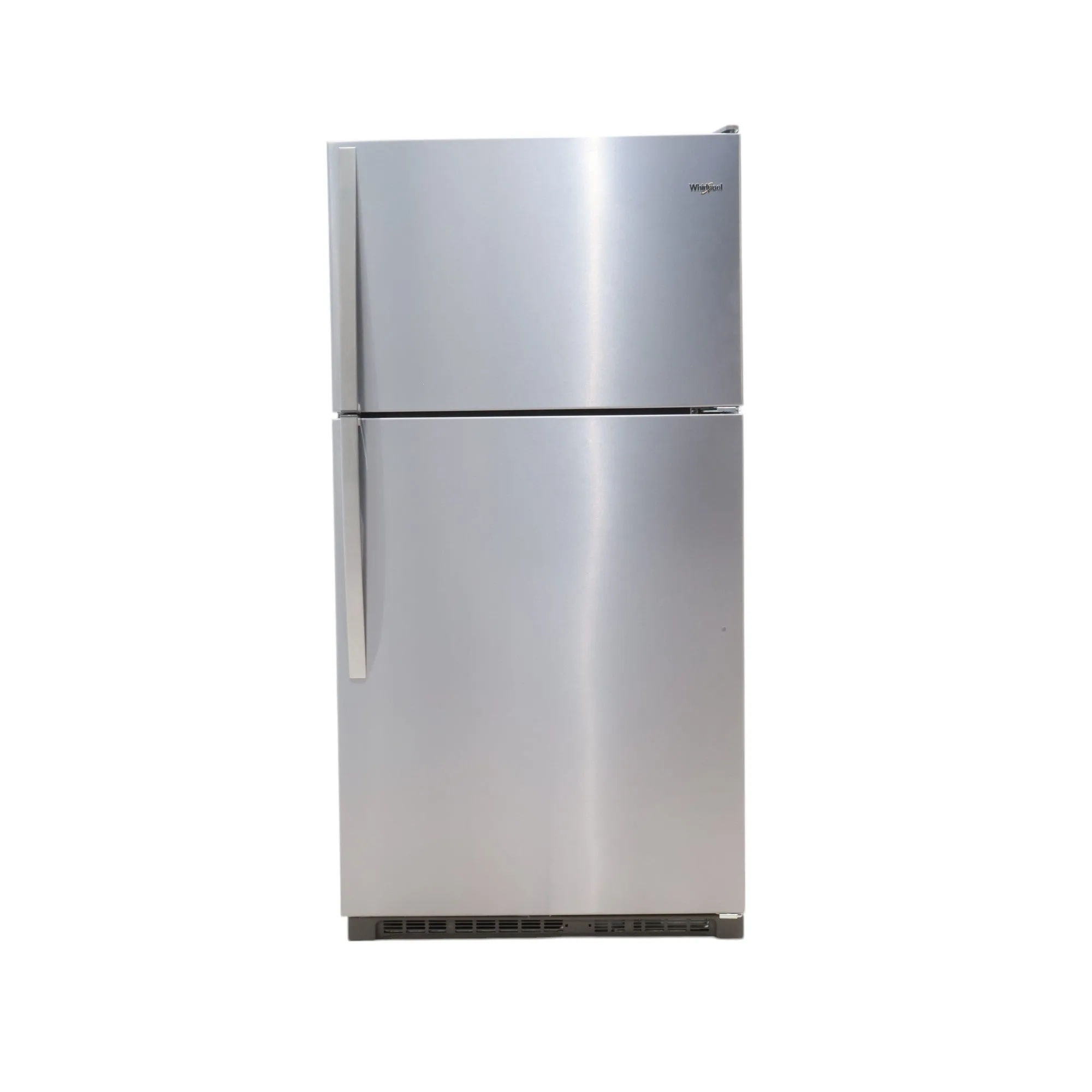 33" Wide Fingerprint-Resistant Stainless Steel Whirlpool 20.5 cu. ft. Top Freezer Refrigerator with Flexi-Slide Bin - Scratch & Dent - Minor