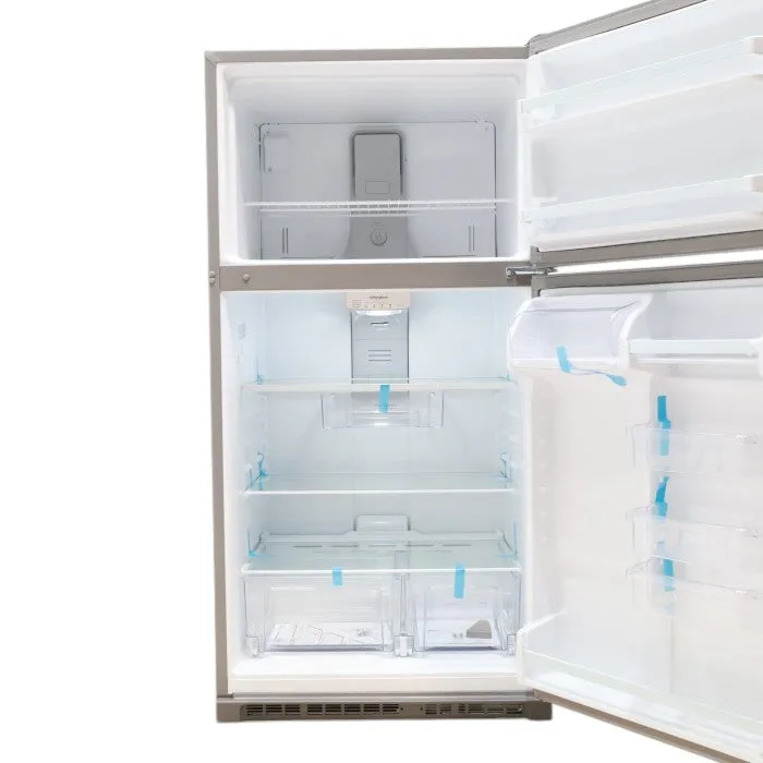 33" Wide Fingerprint-Resistant Stainless Steel Whirlpool 20.5 cu. ft. Top Freezer Refrigerator with Flexi-Slide Bin - Scratch & Dent - Minor