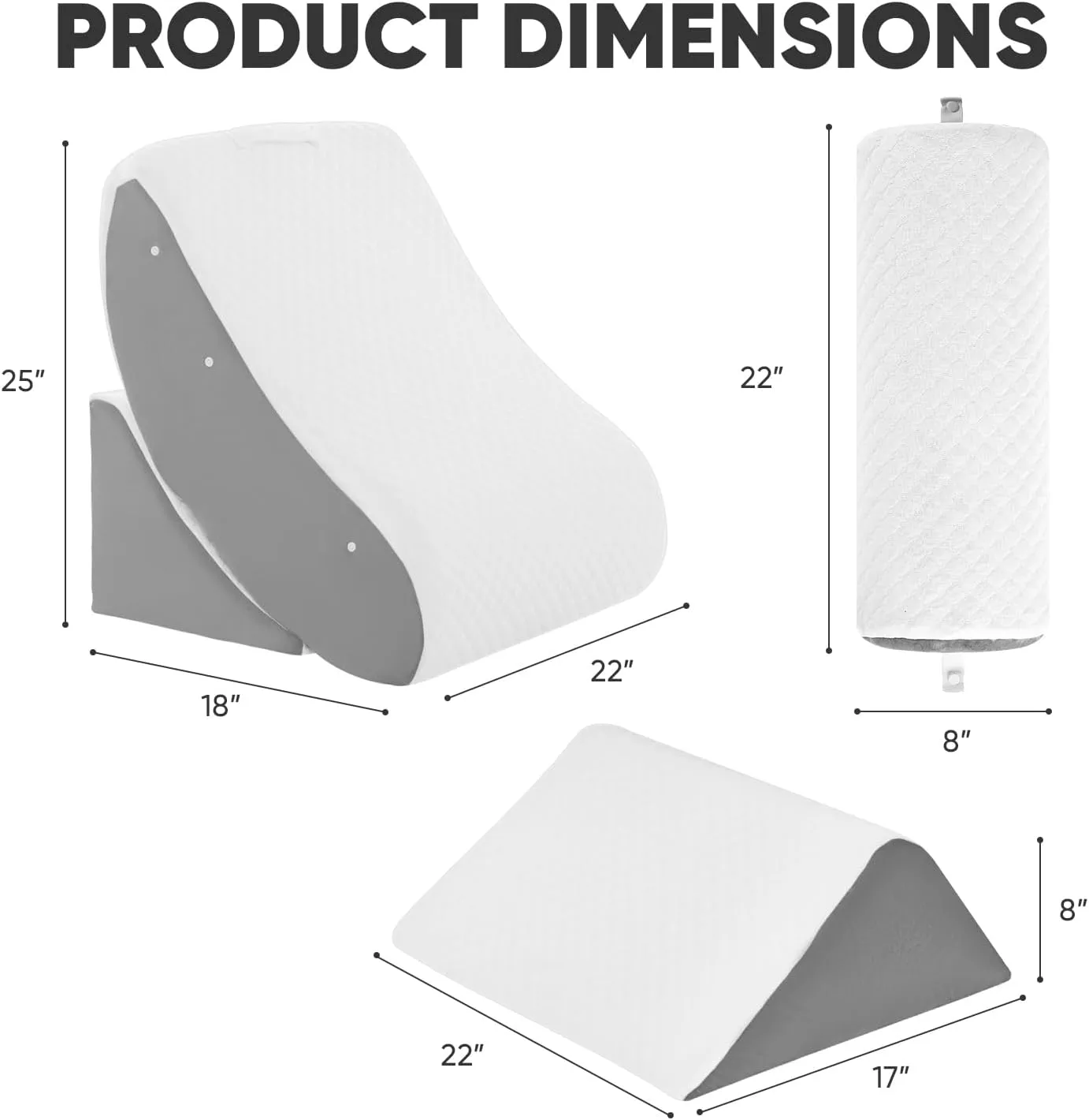 4 PCS Wedge Pillow Set for After Surgery, Memory Foam Orthopedic Bed Wedge Pillow Set, Adjustable Bed for Sleeping, Acid Reflux Relief, Post Surgery Recovery, Back Support, Leg Elevation, Gery