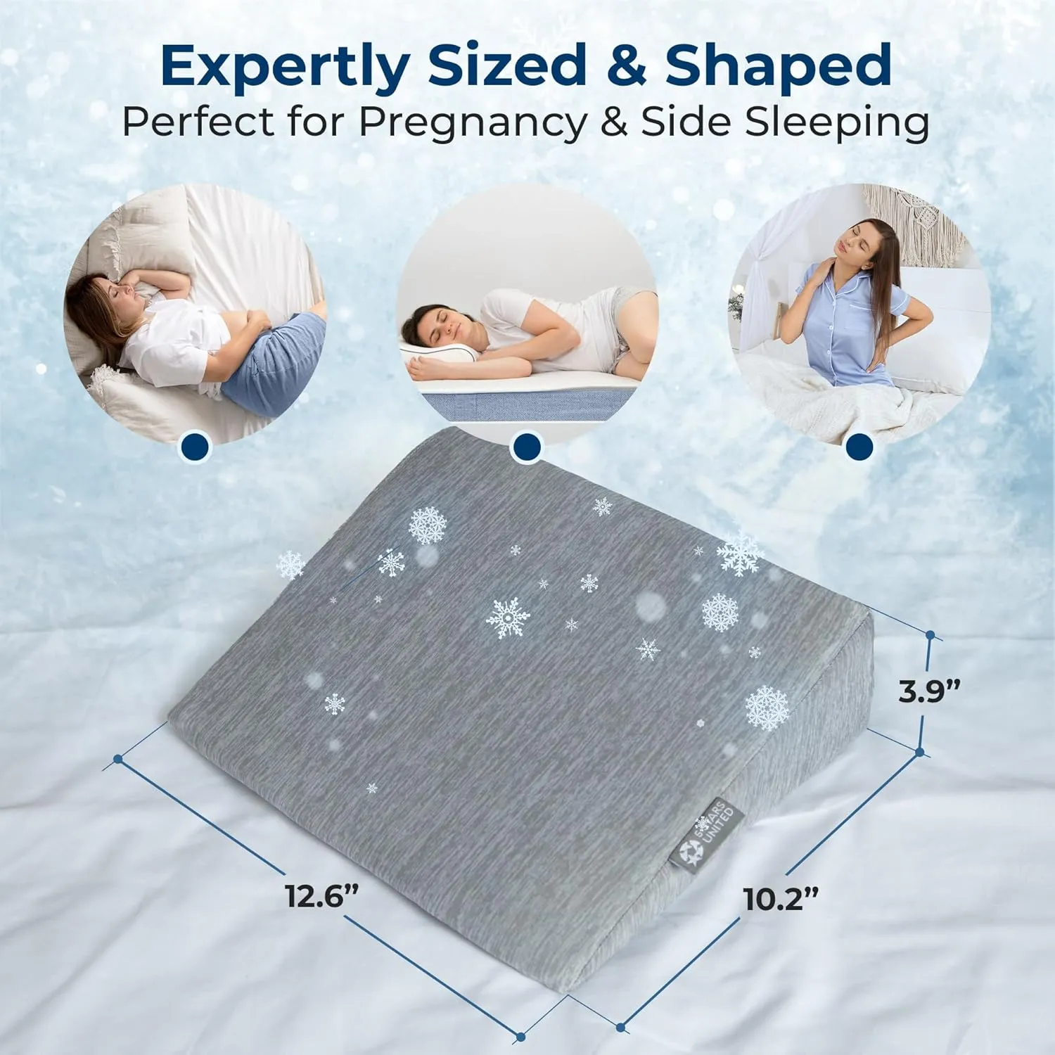 5 STARS UNITED Knee Pillow for Side Sleepers - Pregnancy & Back Pain Relief - Between Leg Support for Sciatica, Hip, and Thigh Relief - Mini Wedge Cushion for Side Sleeping, Arctic Gray