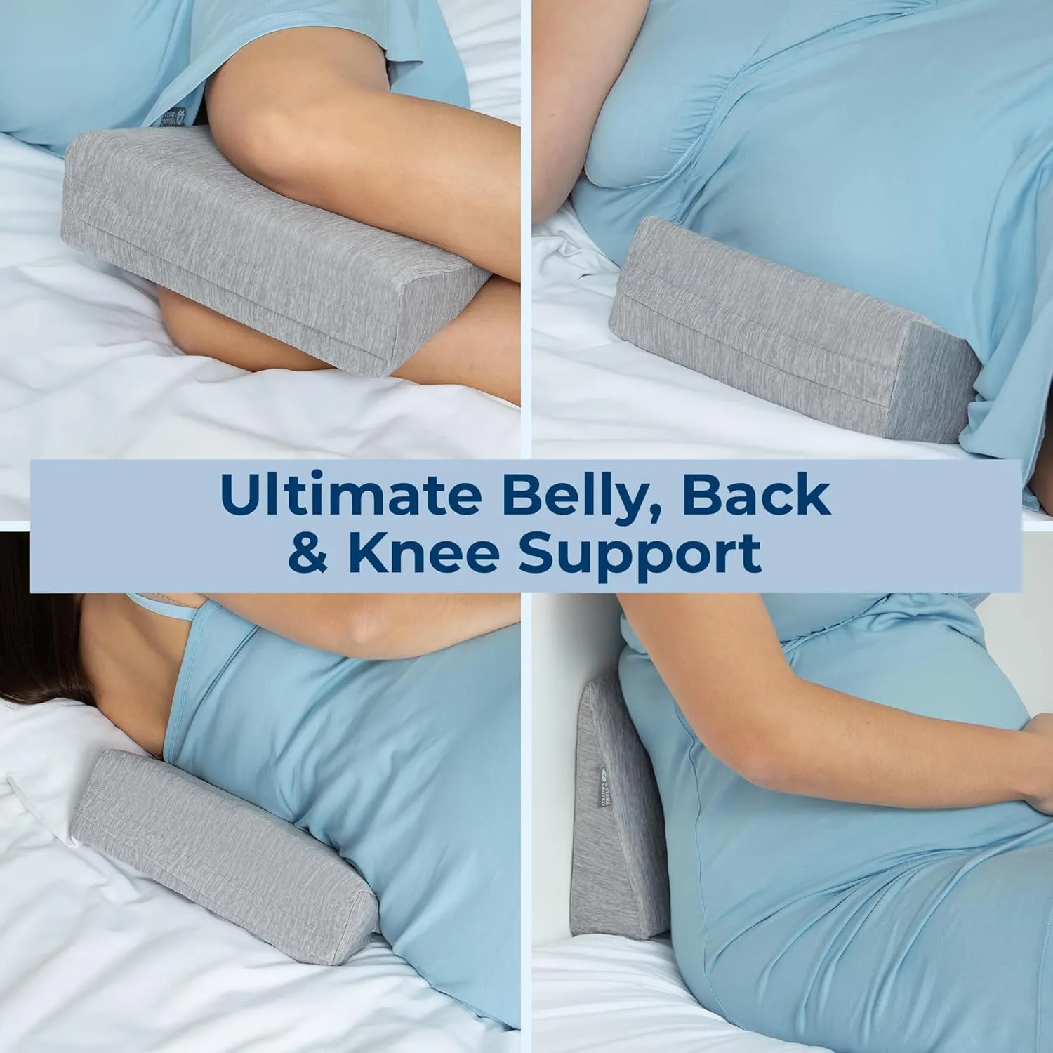5 STARS UNITED Knee Pillow for Side Sleepers - Pregnancy & Back Pain Relief - Between Leg Support for Sciatica, Hip, and Thigh Relief - Mini Wedge Cushion for Side Sleeping, Arctic Gray