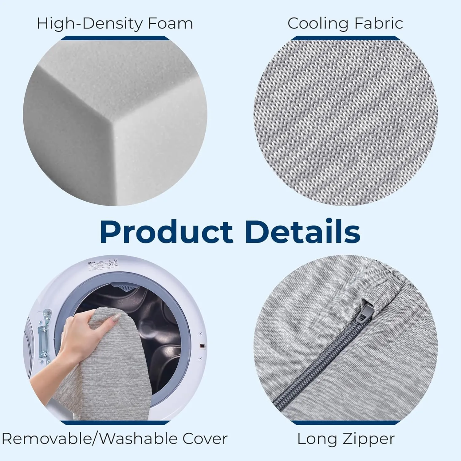 5 STARS UNITED Knee Pillow for Side Sleepers - Pregnancy & Back Pain Relief - Between Leg Support for Sciatica, Hip, and Thigh Relief - Mini Wedge Cushion for Side Sleeping, Arctic Gray