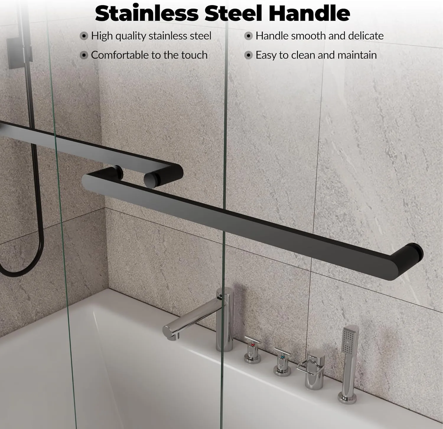 55-59" W x 60" H Semi-Framed Double Sliding Shower Door, 1/4" (6mm) Tempered Safety Glass with Explosion-Proof Film, Matte Black Frame, Easy Installation, Bathroom Glass Shower Enclosure Door