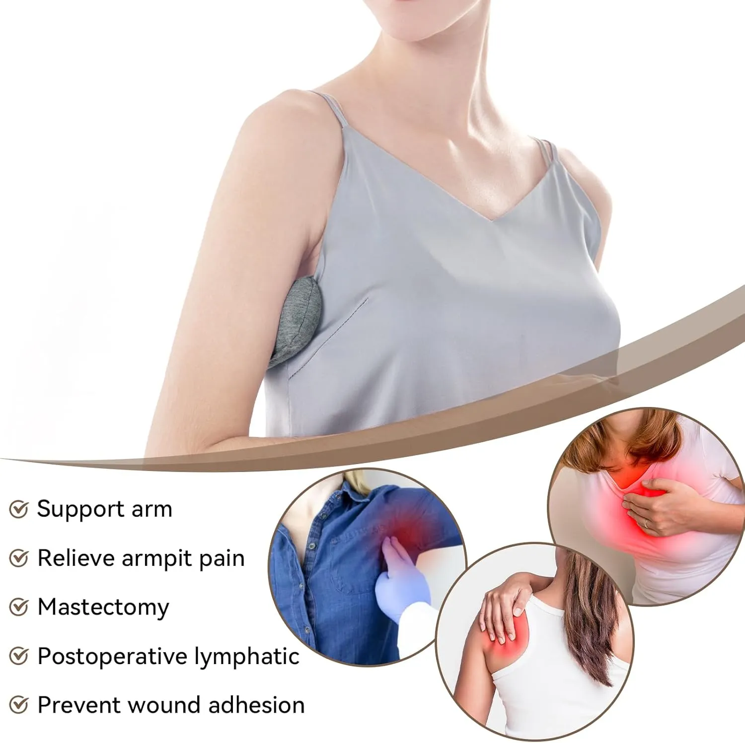 5PCS Orthopedic Bed Wedge Pillow Set for Sleeping, Post Surgery Foam Support Pillow for Back, Neck, Leg Pain Relief and Acid Reflux, Comfortable Back Pillow with 2PCS Axilla Pillow Brown